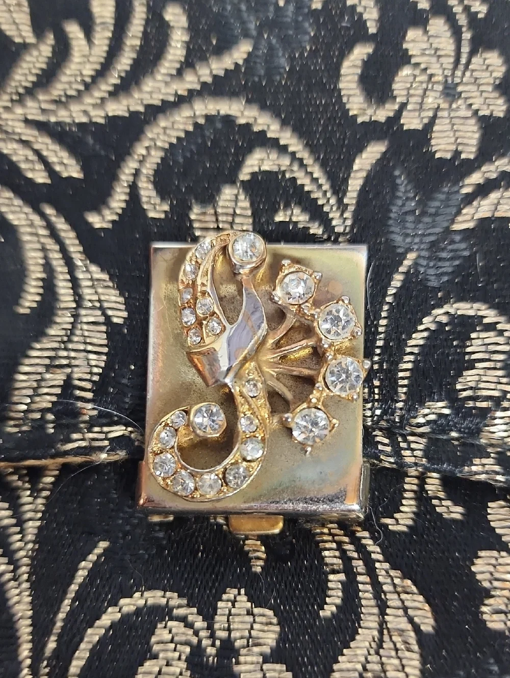 Bags By GARAY Vintage Elegant Black&Gold Floral Belt Loop Clutch Ren Faire Royal